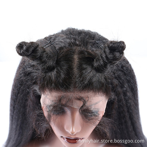 100% Brazilian Human Hair Wigs Kinky Straight Lace Front Wig Pre Plucked HD Transparent Lace Wig Raw Hair Wholesale Vendor